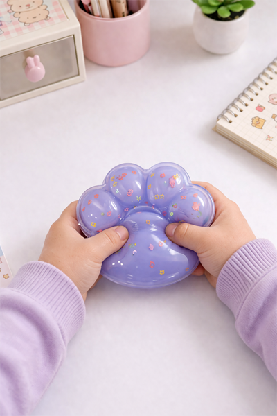 Mavi Büyük Ponponlu Pati Squishy