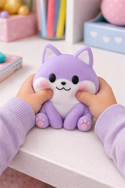 Mor Oturan Squishy Köpek