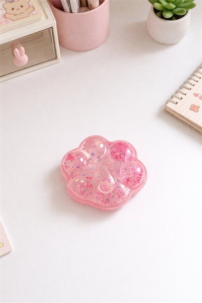 Pembe Şeffaf Yaldızlı Pati Squishy