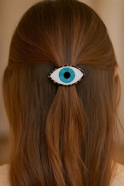 NAZAR GÖZ MODELLİ SEDEF GÖRÜNÜMLÜ MİNE KAPLAMALI MANDAL TOKA