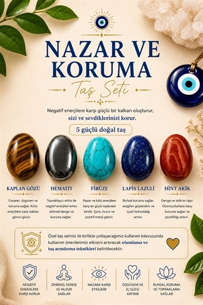 Nazar ve Koruma Doğal Taş Seti