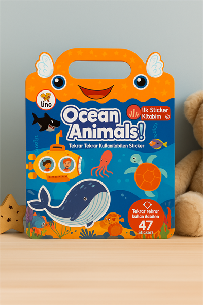 Ocean Anımals Lino Tekrar Kullanılan Sticker Seti
