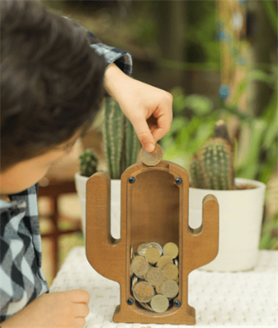 Organik Ahşap Kaktüs Kumbara