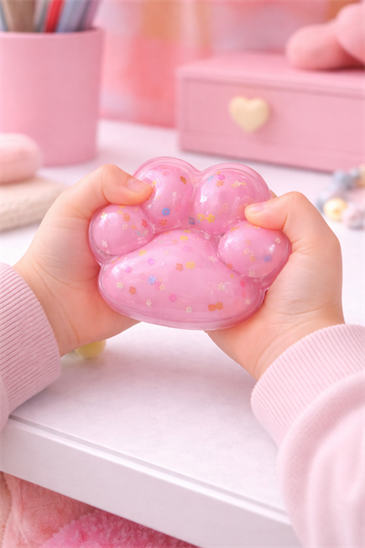 Pembe Büyük Ponponlu Pati Squishy