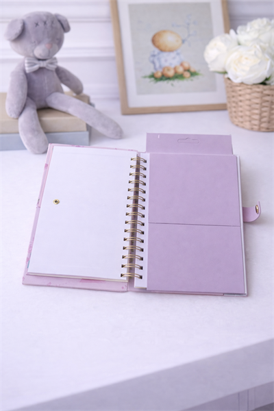 Pembe Çiçekli Mini Defterli  Çıt Çıt Kapak Spiralli Defter
