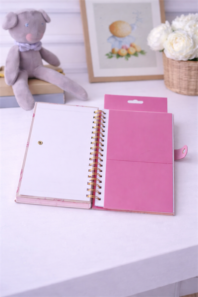 Pembe Fiyonklu Mini Defterli  Çıt Çıt Kapak Spiralli Defter