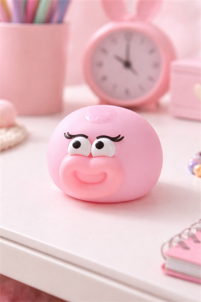 Pembe Gülen Yüz Top Squishy