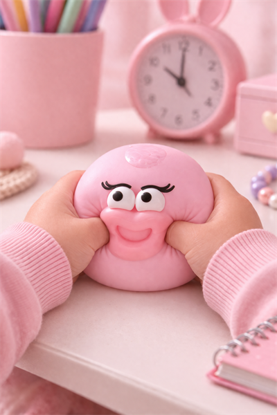 Pembe Gülen Yüz Top Squishy