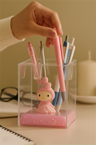 PEMBE KUROMİ PEMBE SULU KARE KALEMLİK
