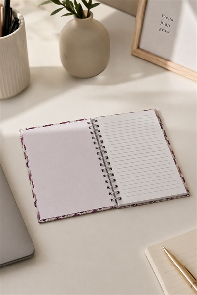 Pembe Lale Çizgili Spiralli Defter 15X20 cm
