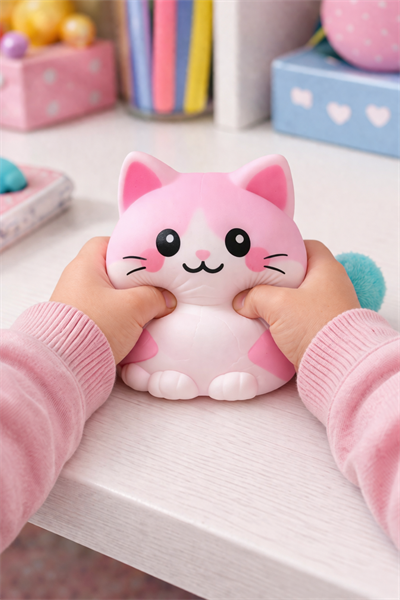 Pembe Oturan Squishy Kedi