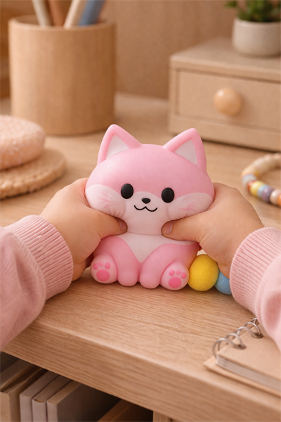 Pembe Oturan Squishy Köpek