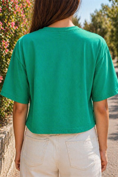PENGUEN BASKILI YEŞİL T-SHIRT
