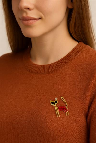 Renkli Çiçek Kedi İğneli Broş