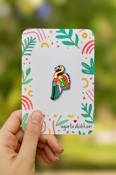Renkli Kanatlı Flamingo Rozeti