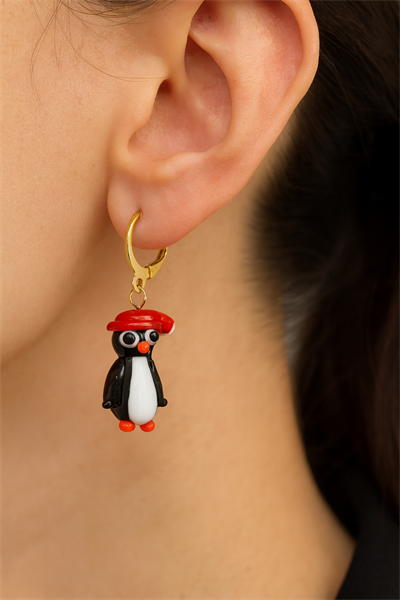 Şapkalı Penguen Küpe