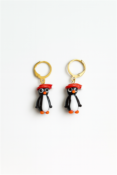 Şapkalı Penguen Küpe