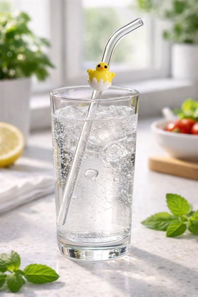 Sarı Civciv Figürlü Cam Pipet