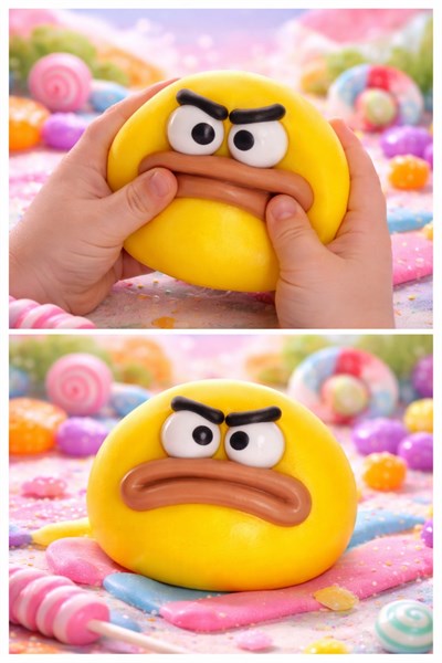 Sarı Somurtkan Yüz Top Squishy