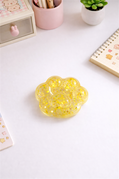 Sarı Şeffaf Yaldızlı Pati Squishy