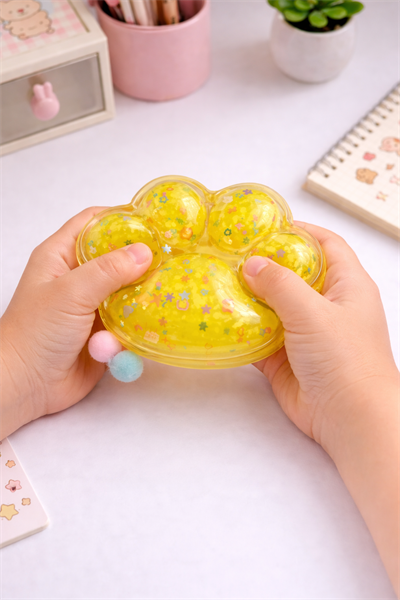 Sarı Şeffaf Yaldızlı Pati Squishy