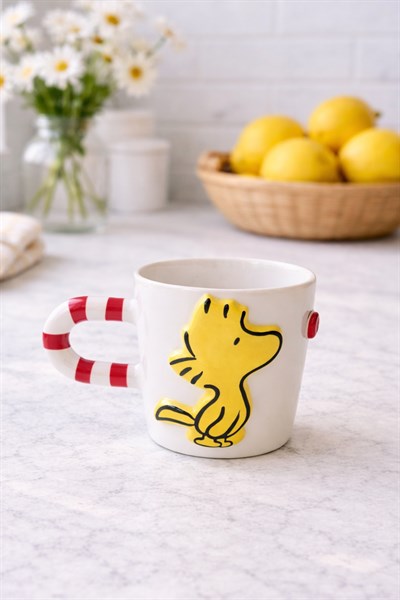 Sarı Snoppy Kuplu Seramik Fincan 250 Ml