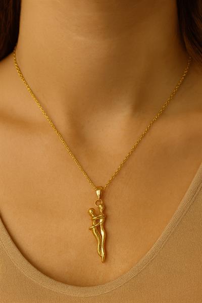 Gold Sarılan Çift Çelik Kolye