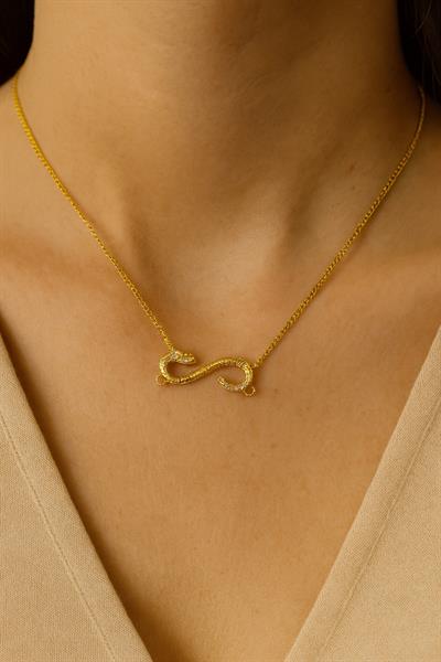 Sonsuz Taşlı Yılan Çelik Kolye