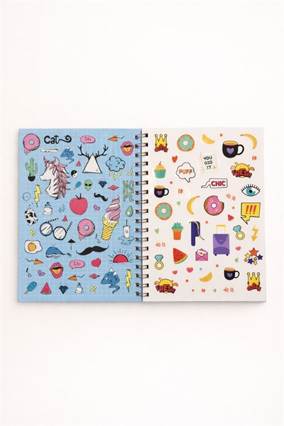 Spiralli Mavi Zemin Benim Ajandam Stickerlı Plan Ajandası 18x25cm