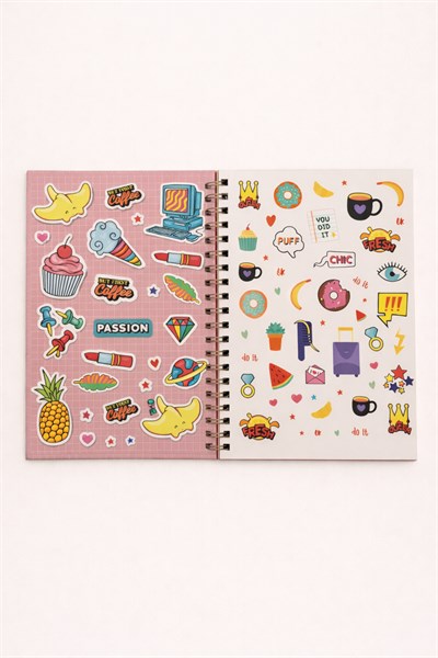Spiralli Pudra Zemin Benim Ajandam Stickerlı Plan Ajandası 18x25cm