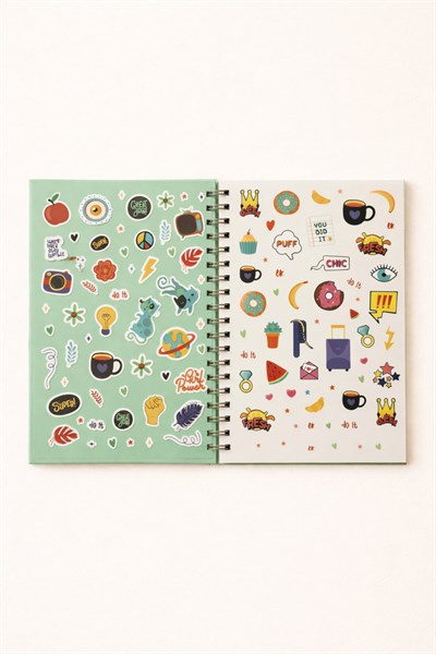 Spiralli Yeşil Zemin Benim Ajandam Stickerlı Plan Ajandası 18x25cm
