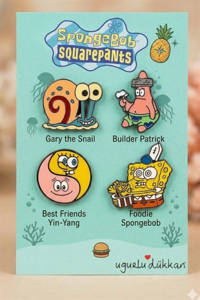 Süngerbob 4lü Karakter Seti Rozet