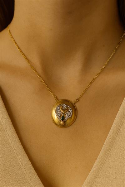 Taşlı Ufak Anka Kuşlu Kolye