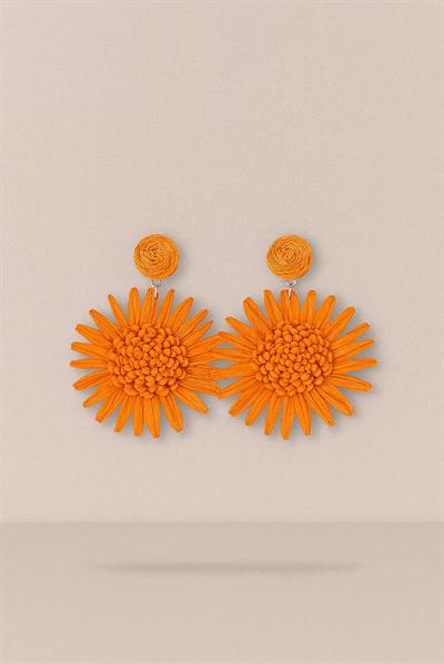 TURUNCU HASIR ÇİÇEK KÜPE