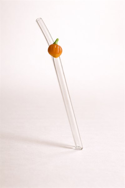 Turuncu Meyve Figürlü Cam Pipet