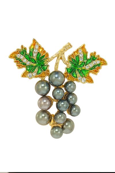 Yapraklı Salkım Üzüm İğneli Broş