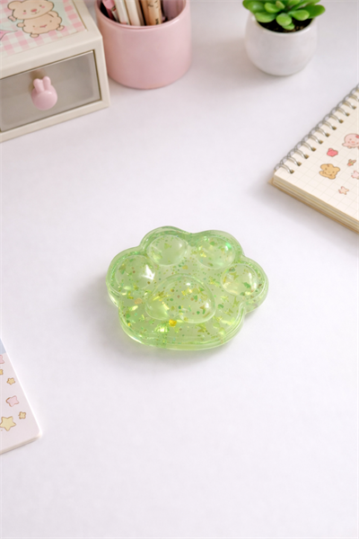 Yeşil Şeffaf Yaldızlı Pati Squishy