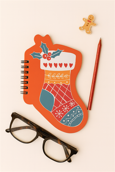 Yılbaşı Hediye Çorabı Konseptli Spiralli Defter