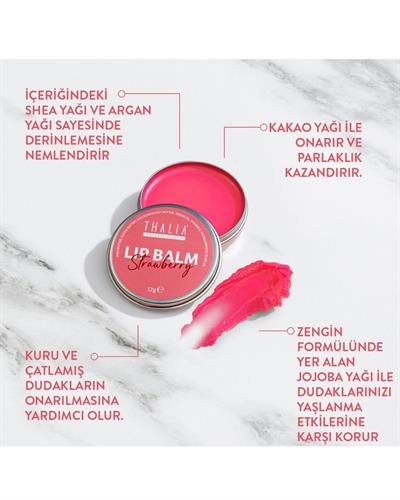 Yoğun Nemlendirme Etkili Çilek Aromalı Dudak Balsamı 12Gr