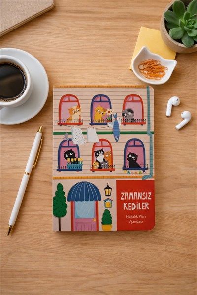 Zamansız Kediler Stickerlı Haftalık Plan Ajandası 15X21cm(Pencere)