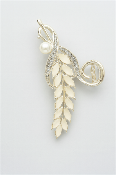 ZİRGON TAŞLI İNCİ TEDAYLI ÇİÇEK FİGÜRLÜ METAL MANDAL TOKA