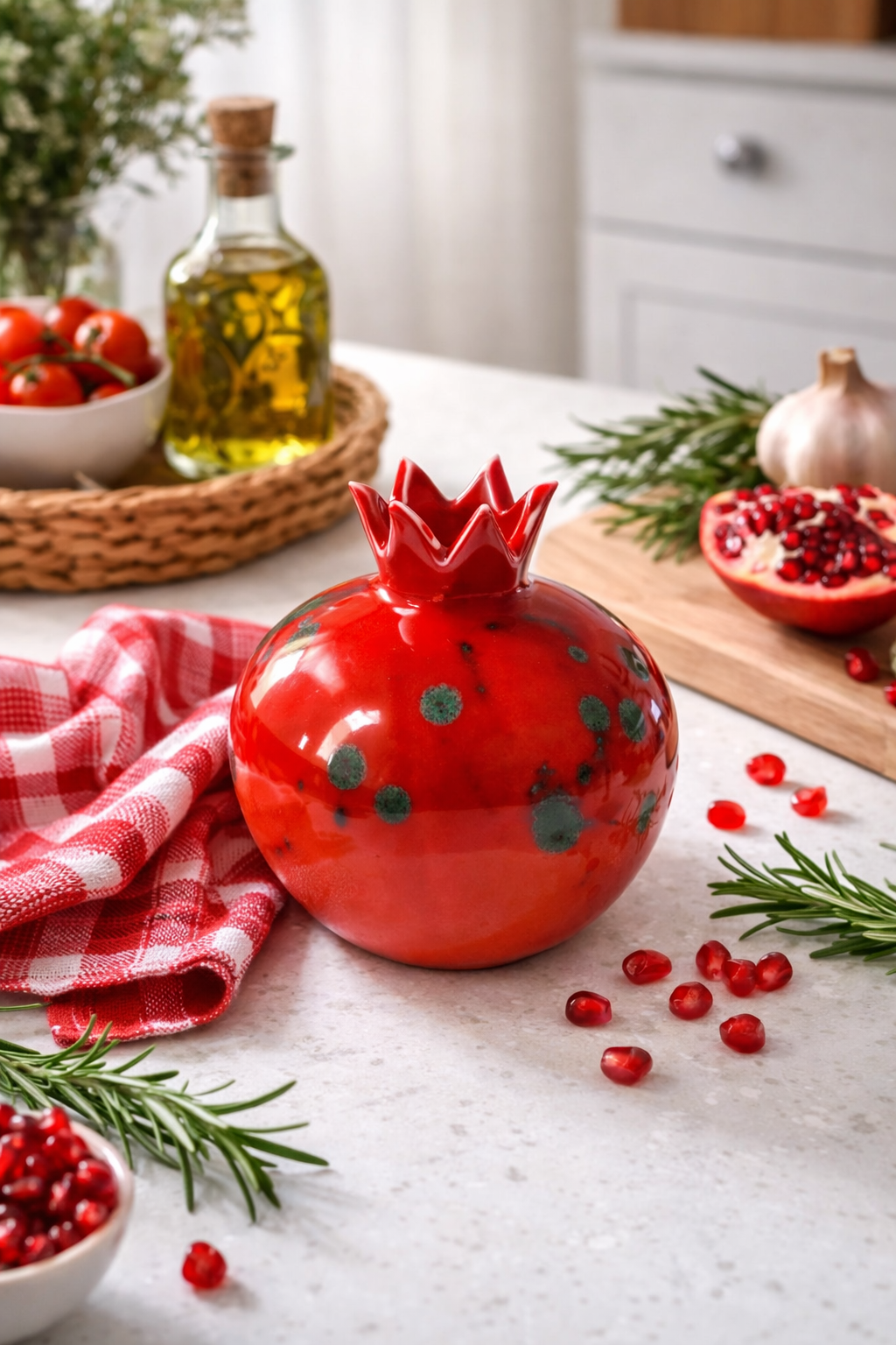 10 Cm Seramik Nar Masa Objesi