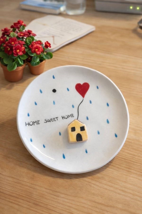 12 Cm Home Sweet Home Seramik Tabak