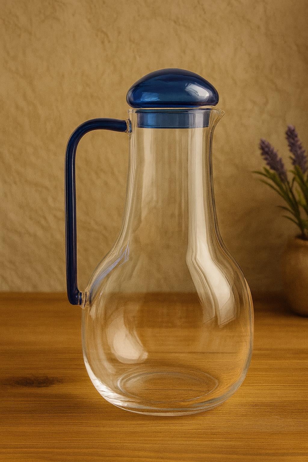 1300 Ml Mavi Saplı Cam Sürahi