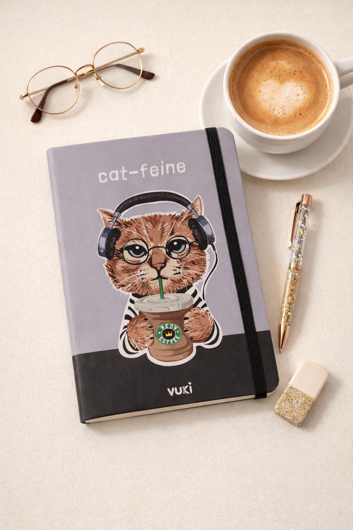 19 Cm Cat Feine Lastikli Çizgisiz Defter