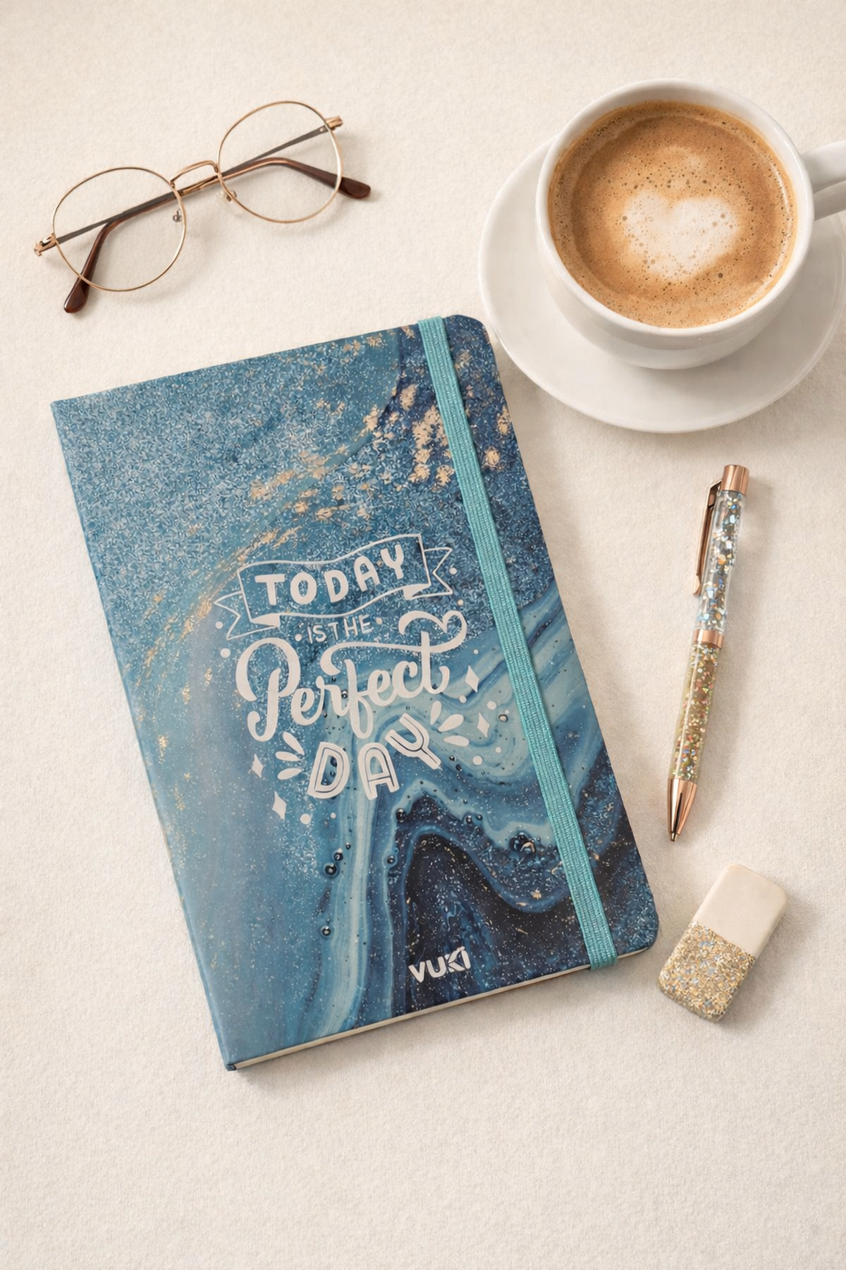 19 Cm Mavi Today İs The Perfect Day Lastikli Çizgisiz Defter