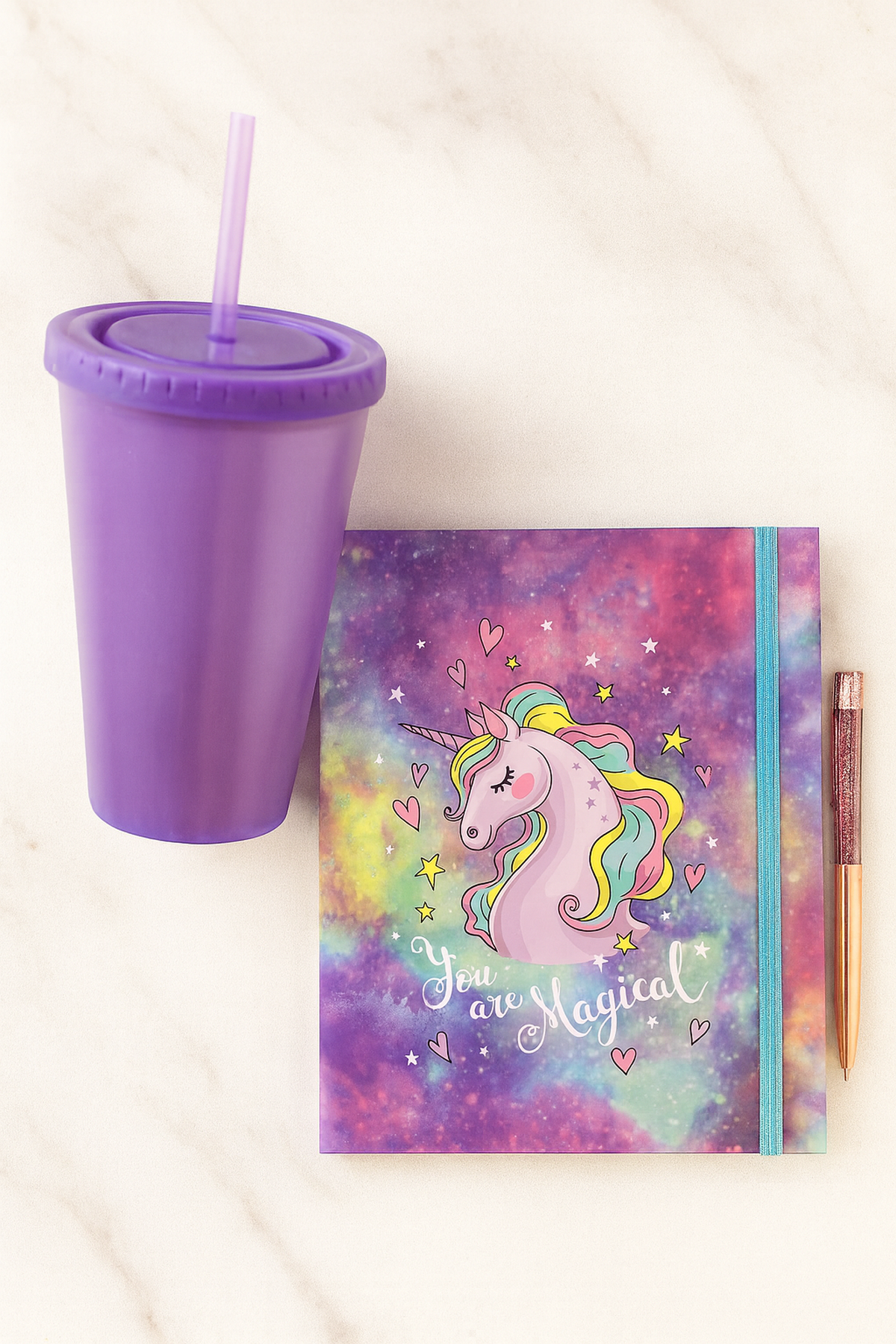 20 Cm Unıcorn Desenli Çizgili Sert Kapak Defter