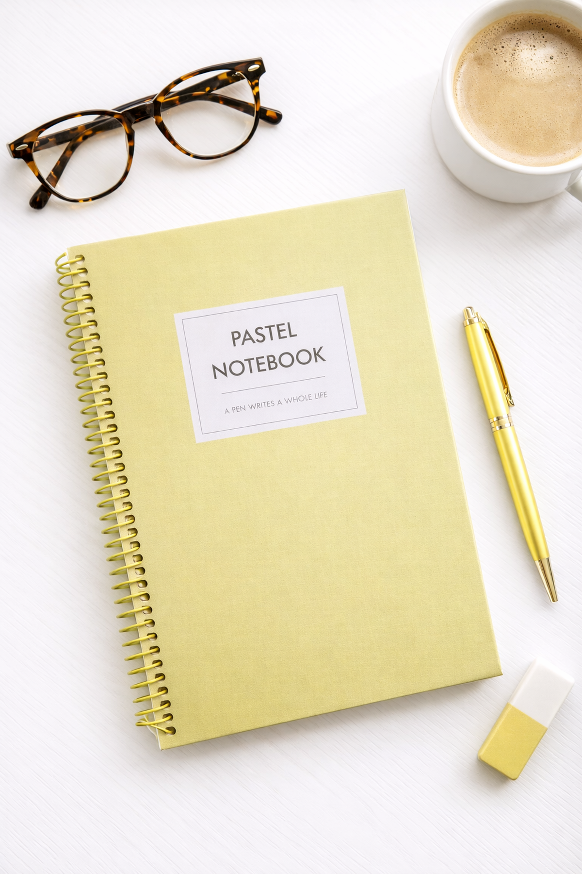 24 Cm Sarı Pastel Notebook Spiralli Kareli Ajanda