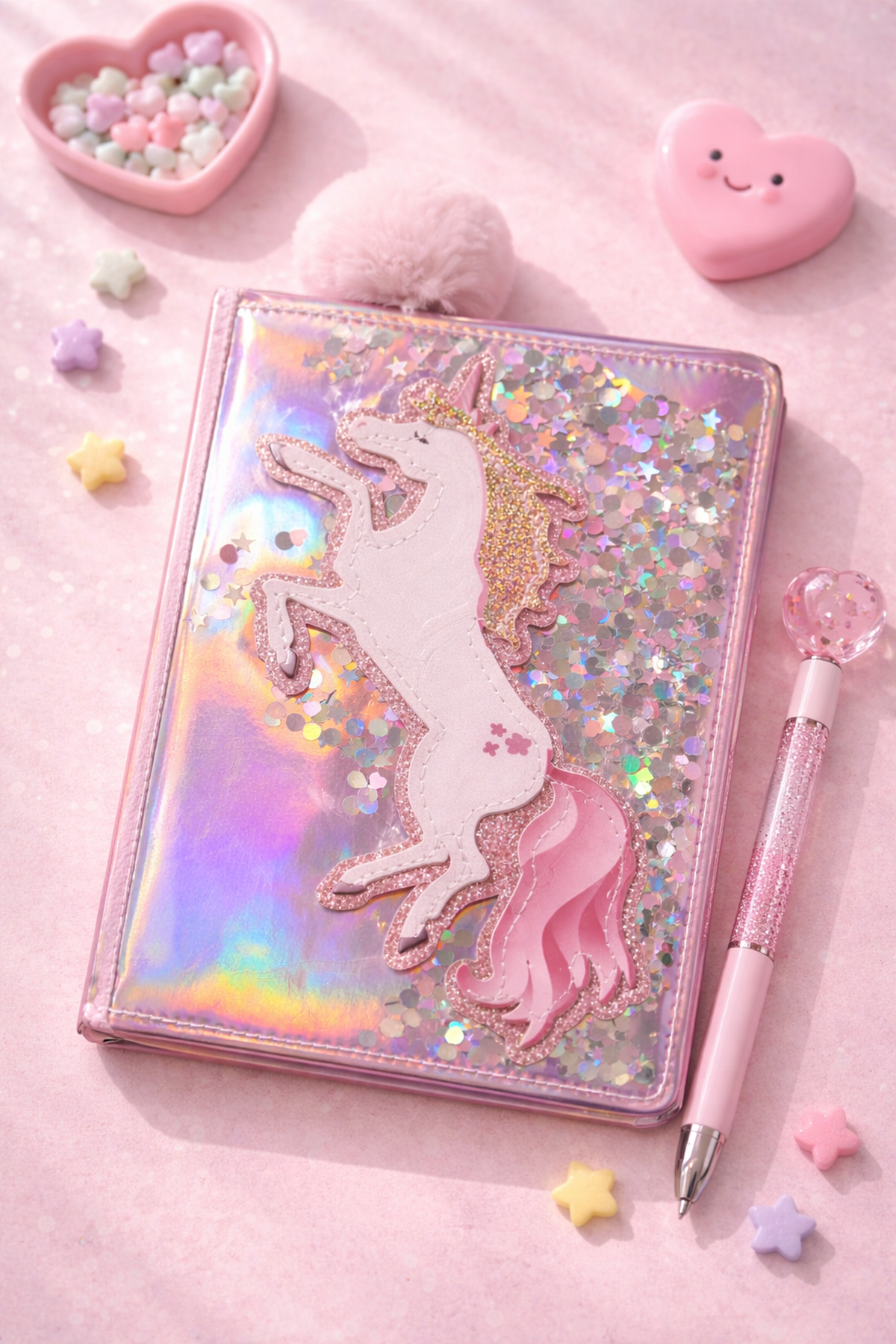 3 Boyutlu Pullu Unicorn Çizgili Defter