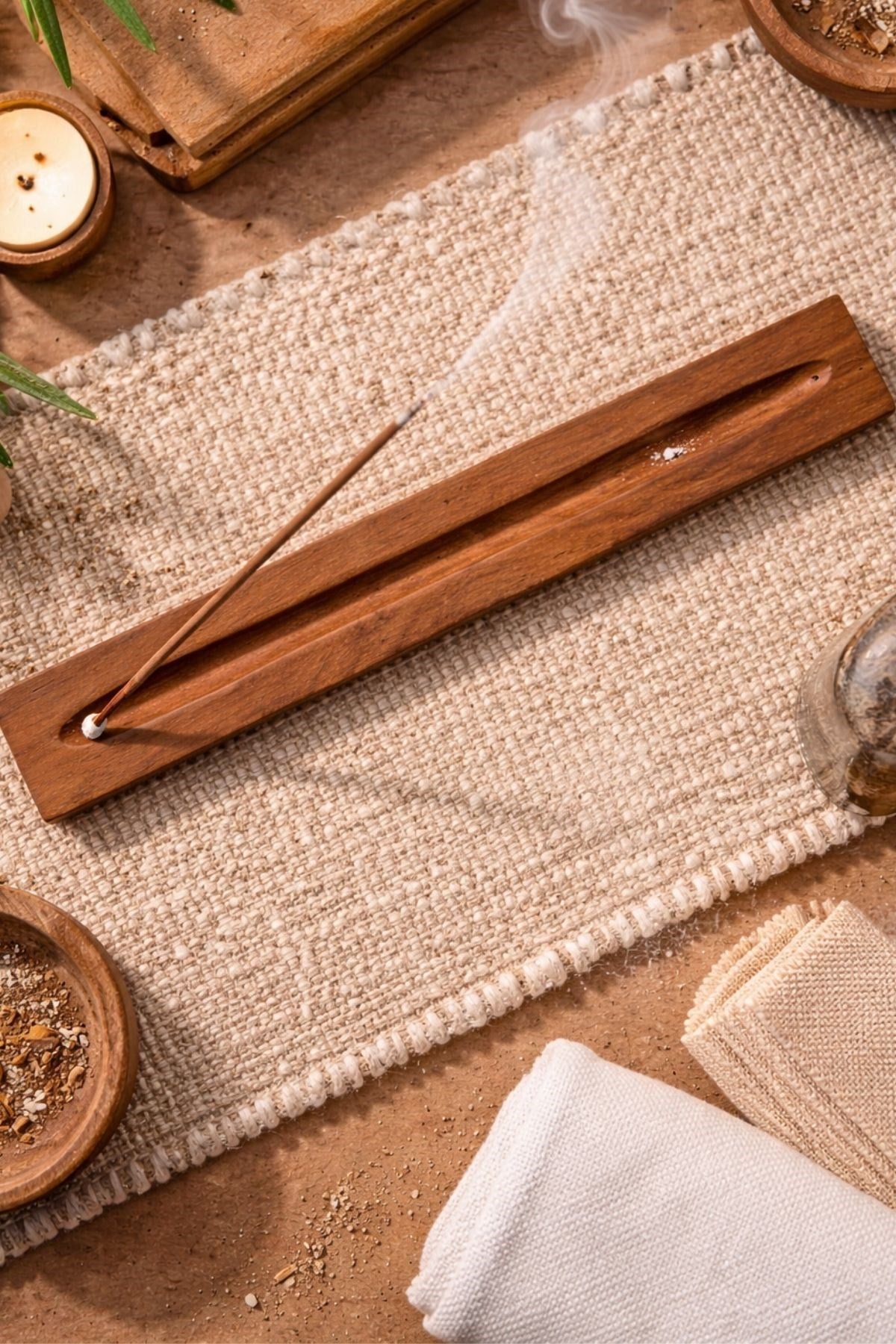 30 Cm İnce Oyuk Ahşap Tütsülük